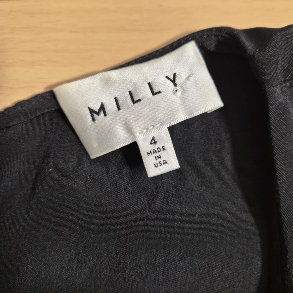 MILLY 100% Silk Draped Black Mini Dress US 4 - Picture 4 of 6